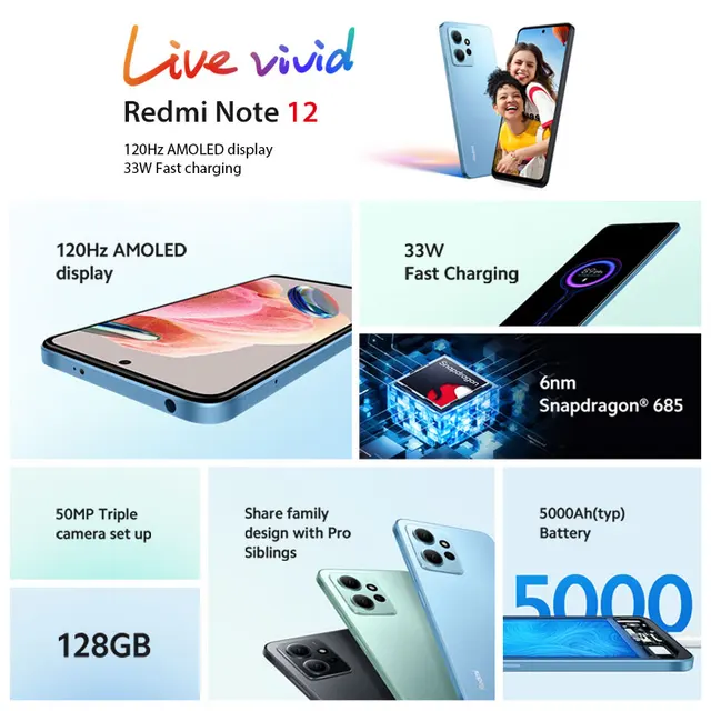 [World Premiere] Xiaomi Redmi Note 12 Global Version 120Hz AMOLED 33W Fast Charging Snapdragon® 685 50MP Camera 3