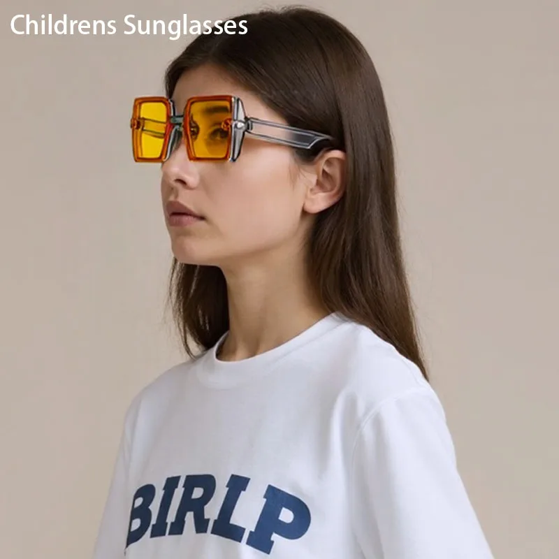New Children Sunglasses Fashion Colorful Kid Sun Glasses Boy Girl Unisex Vintage square Goggle UV400 Gafas de sol