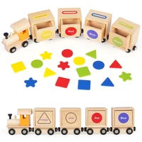 Wooden Building Blocks toys Dinosaur Train Set with Farm Animals Blocks  Stacking Learning Educational Toys Children Gift 1