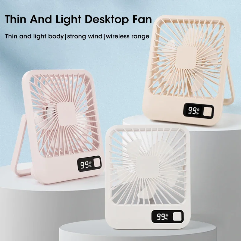 Portable USB Desk Fan 3000mAh Rechargeable Foldable Quiet 7H Timer Strong Wind Cooling for Home Office Travel
