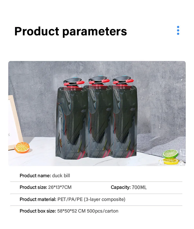 Description Picture 5 of itemPortable Ultralight Foldable Water Bag Duckbill Folding Sports Outdoor Fitness Cycling Portable Storage Large Capacity Wate Bag