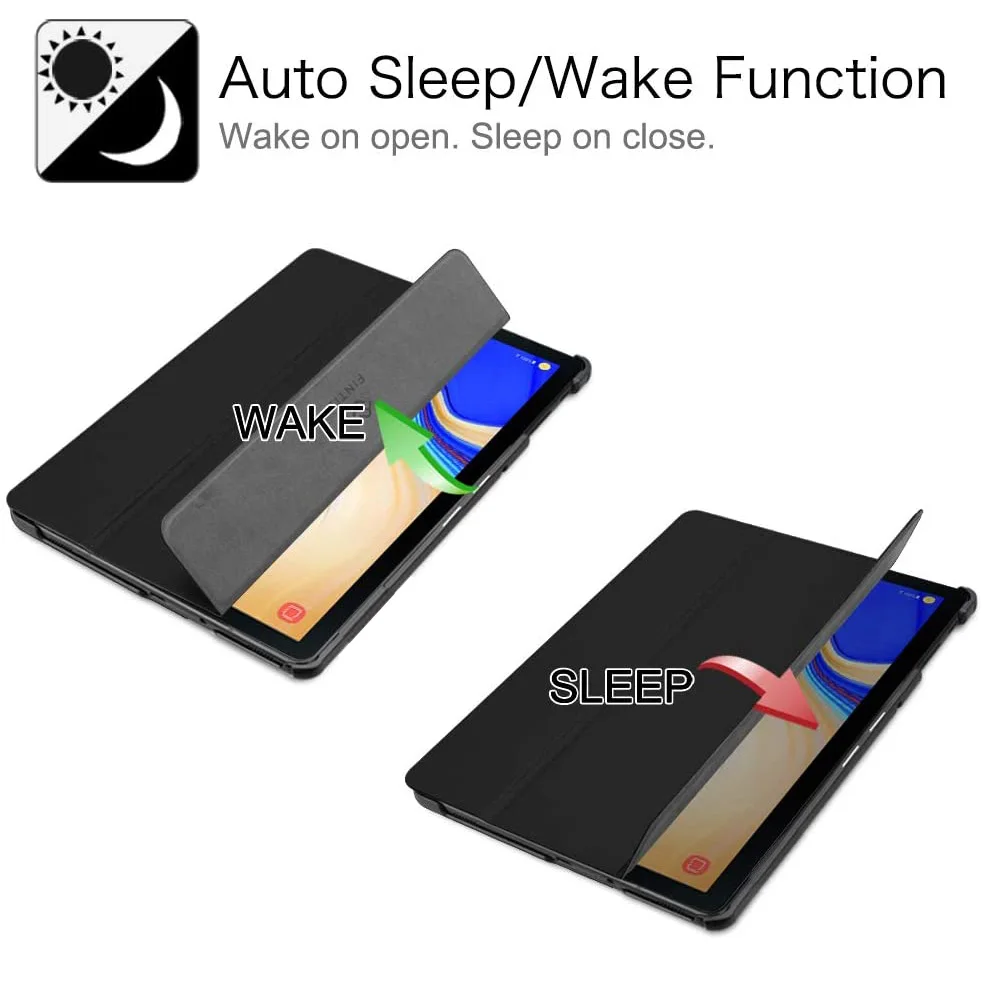 Tablet Case Slim Case For Samsung Galaxy Tab S4 10.5 2018 S Pen Holder Tri-Fold Stand Cover Auto Sleep SM-T830/T835/T837