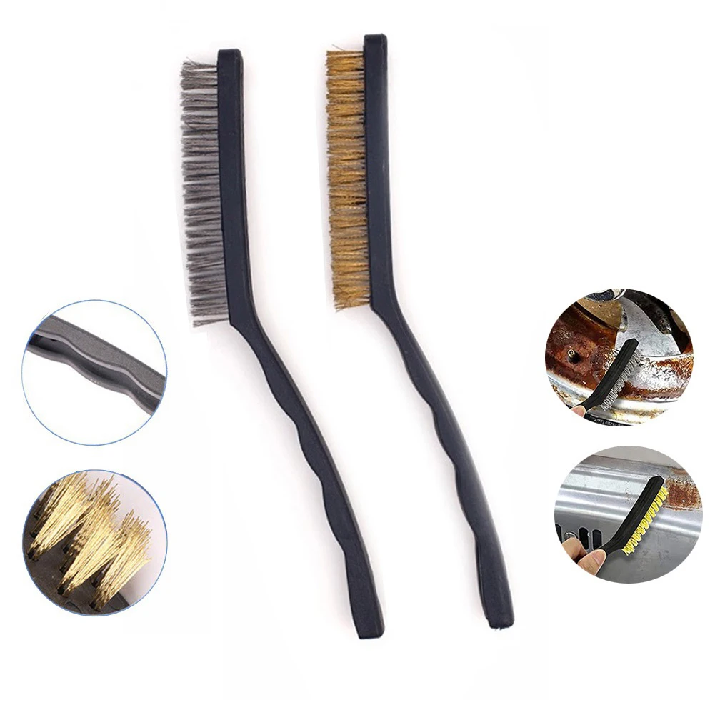2PCS 9 Inches Wire Brush Brass Steel Brushes Rust Remover Cleaning Polishing Grinder Industrial Rust Removal Brush Hand Tools