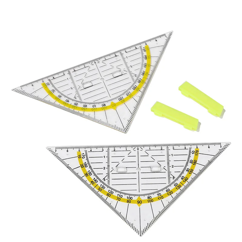 1PCS Transparent Multifunctional Triangular Ruler for Primary with Angle Coordinate