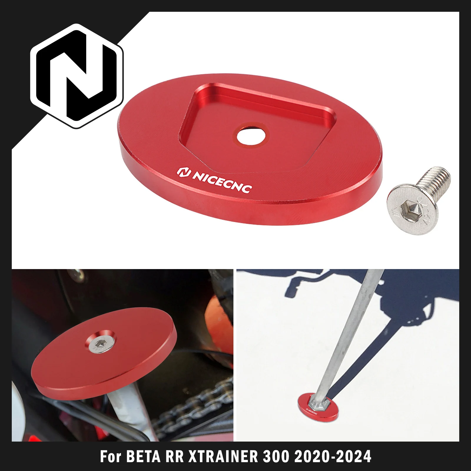 NICECNC Für Beta RR 300 Xtrainer 300 2020–2024, Ständer, Seitenständer, Pad-Verlängerungsplatte, RR 125 RR 250 Racing RRS 350 390 430 500