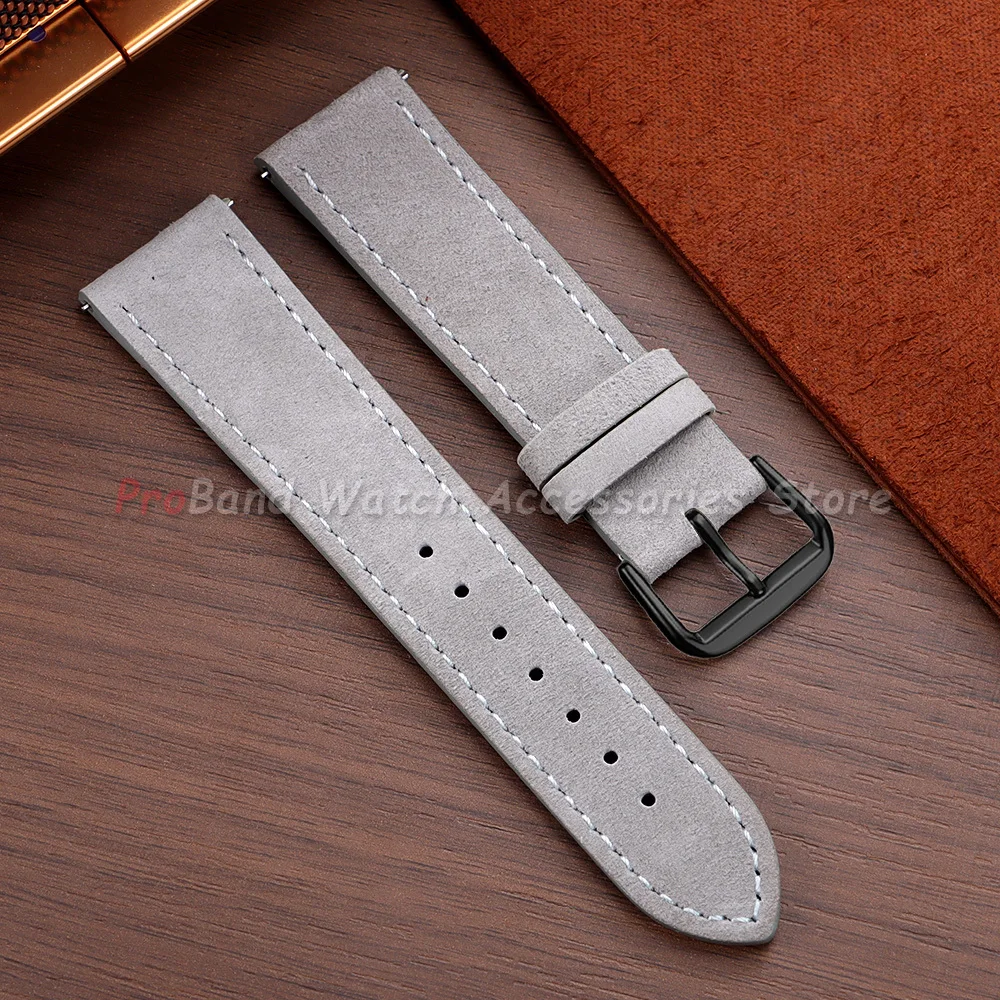 Premium Suede Leather Quick Release Watch Strap - Grey, Blue, Black, Brown