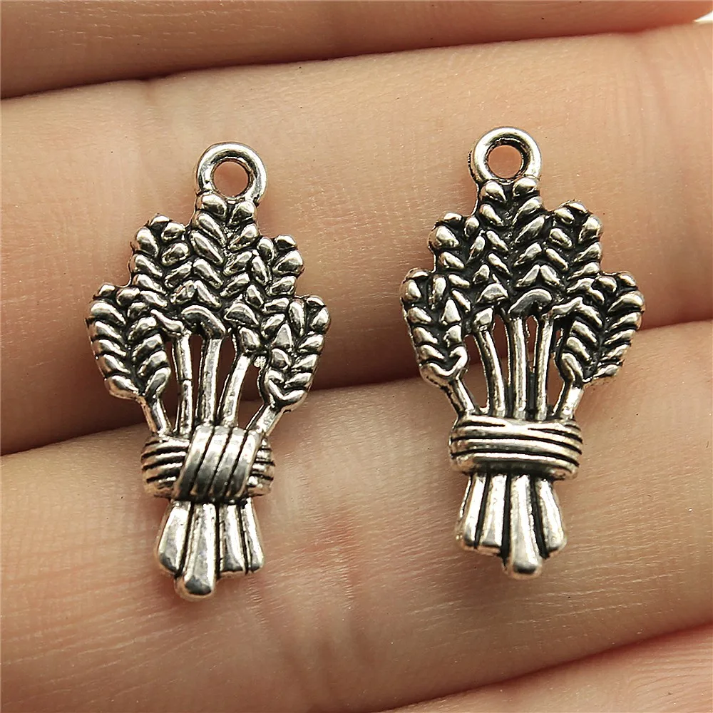 WYSIWYG 10pcs 24x13mm 밀 쌀 매력 펜 던 트 쥬얼리 만들기 골동품 실버 컬러 밀 펜 던 트 매력