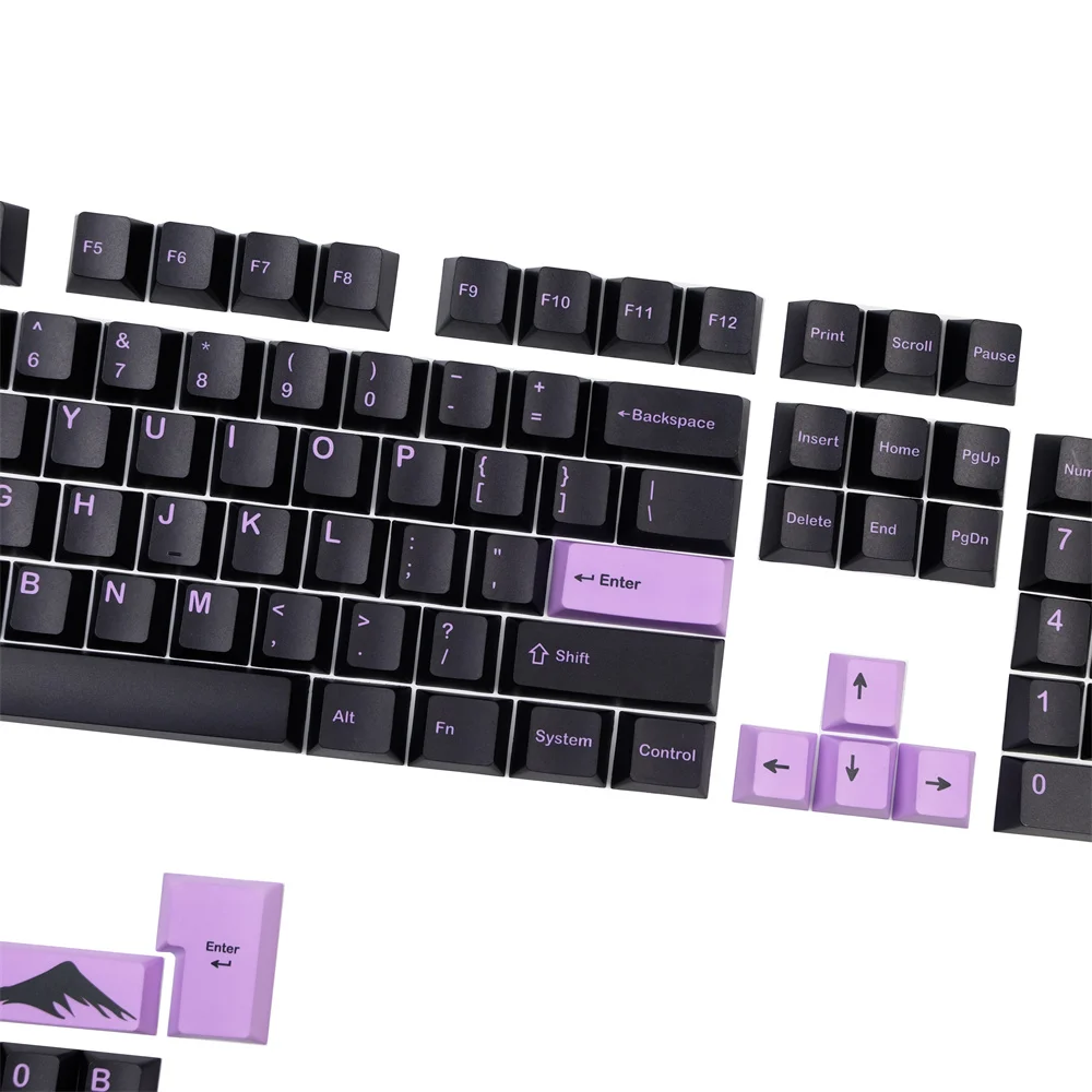 Gmk Lilac on Black Keycap Perfil Cereja Dye Sublimação 142 Chaves Iso Digite 2u 2.25u 2.75u 3u 6.25u 7u Barra de Espaço 1.75u 2u Shift - Imagem 4