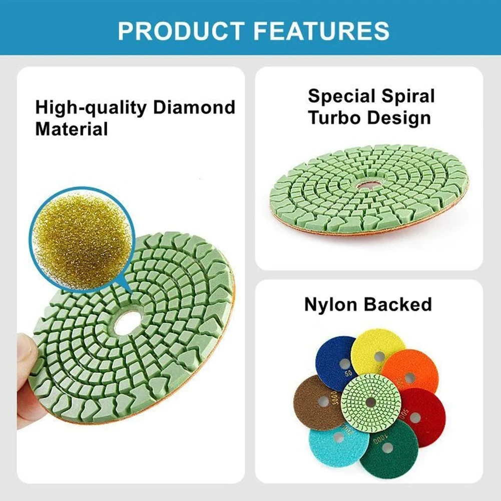 

1PC Diamond Polishing Pad 4 Inch 100mm Wet Buff Disc Abrasive For Granite Marble Concrete Buffing Grinding Wheel