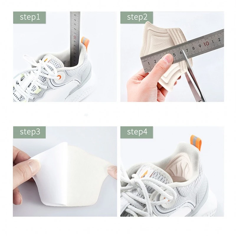 2pcs Insoles Patch Heel Pads for Sport Shoes Adjustable Size Antiwear Feet Pad Cushion Insert Insole Heel Protector Back Sticker