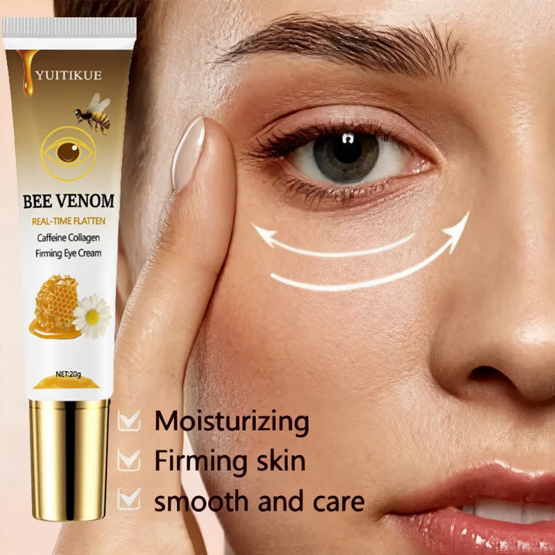 YUITIKUE Bee Venom Firming Eye Cream, smooths in real-time. Contains collagen and retinol, suitable for all skin types.