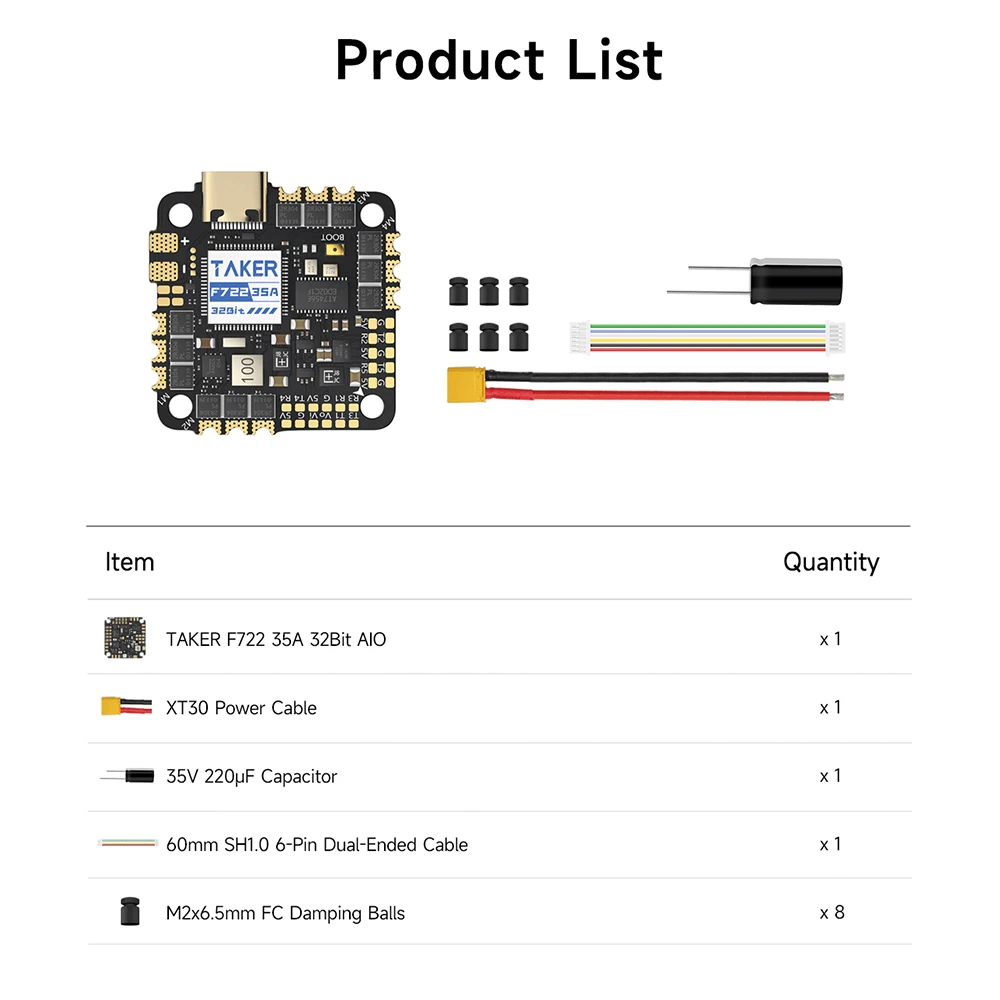 GEPRC TAKER F722 35A 32Bit AIO Flight Controller 2-6S 35A Burst 5 Full Uart Betaflight OSD per Droni FPV da Corsa Quadricottero - Image 2