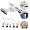 10/20Pcs Metal Windproof Hanger, Stainless Steel Hooks,For Clothes Home Pants Coat Non-slip Drying Hangers With Adjustable Clips