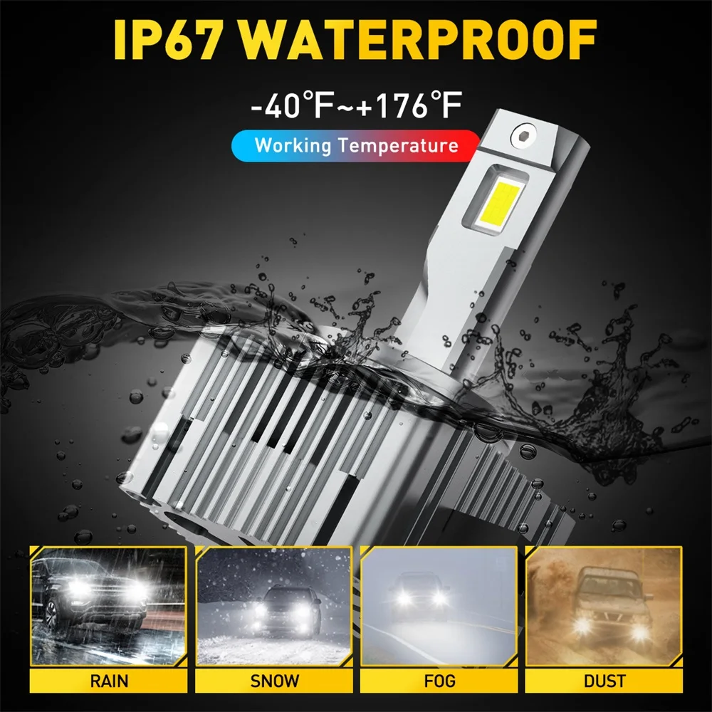 AUXITO 2Pcs D1S D3S Canbus LED Headlight HID D1S D3S 6000K Bulb 12V 24V Super Bright Plug and Play for Audi BMW VW Mercedes Benz 5