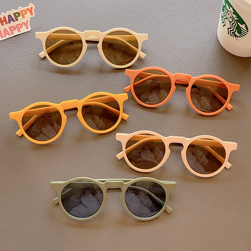 Children Round Solid Frosted Sunglasses Kids Outdoor Sun Protection Acrylic UV400 Glasses Boys Girls Polarized Glasses kids sunglasses,children sunglasses