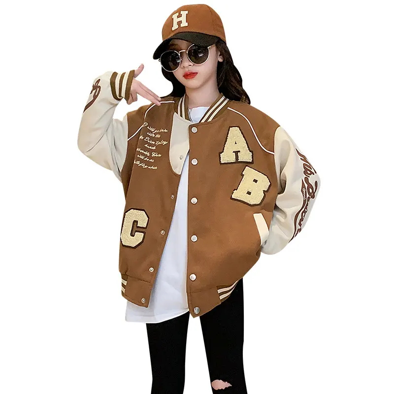 

Spring Fall Kids Jackets Girls Fashion Print Baseball Cardigans For Baby Girl Coat Children Clothes Teen Streetwear Sport Jacket