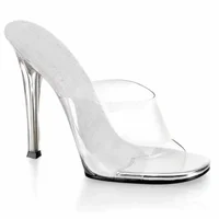 Bikini Competition Shoes Transparent High Heels International Bodybuilding Model Competition Standard Shoes 12cm Heel Slippers
