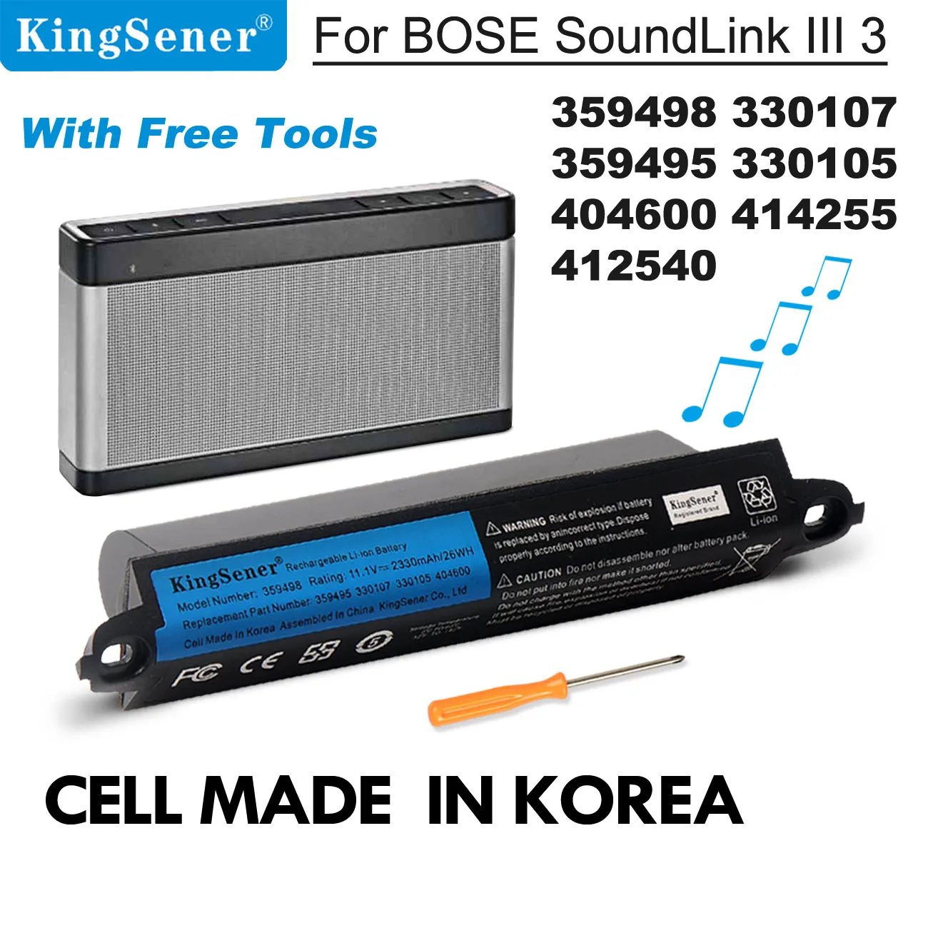 Kingsener-bateria para Bose Soundlink Iii Bluetooth Speaker ii 404600 359498 330107a 359495 330105 412540 414255