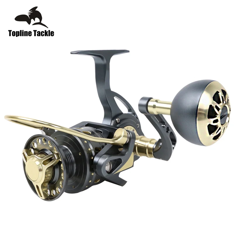 Topline Tackle Full Metal Spinning Fishing Reel Powerful Saltwater Reel  30KG Big Game Boat Fishing 12+1 Stainless Steel Ball Bearings