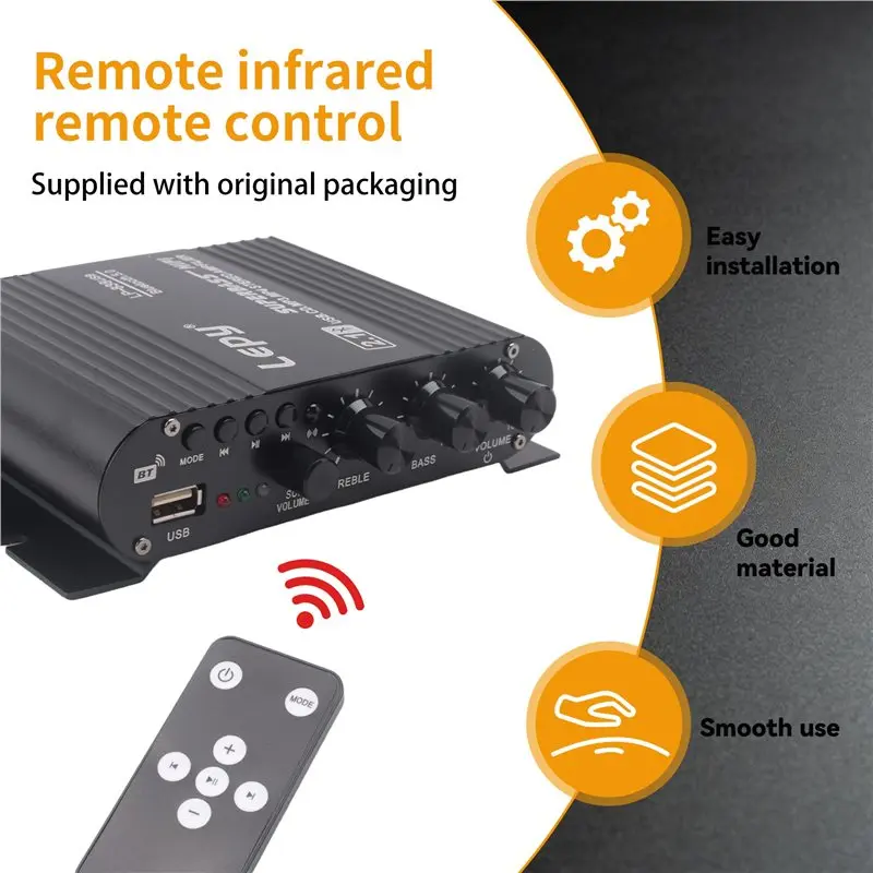 LEPY 838 USB 블루투스 서브우퍼 앰프 HIFI 2.1 12V 자동차 홈 앰프 U 디스크 무손실 4-8 옴 스피커에 적합