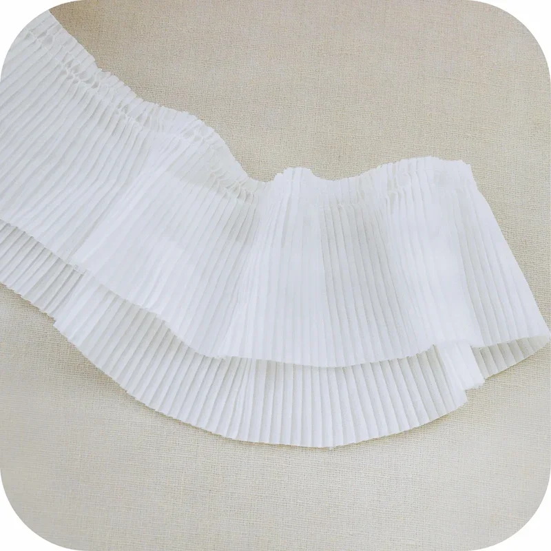 6cm Chiffon Pleated White Lace Trimming DIY Apparel Sewing Fabric Lace Tape Black Pink Blue Green Red Purple Lace Ribbons - Image 2