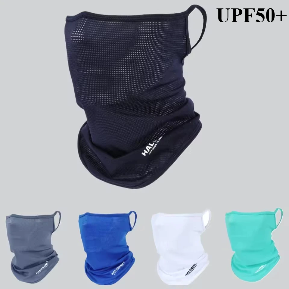 Masque d'équitation respirant en soie glacée, protection solaire, cache-cou, élastique, pour hommes et femmes_voghion.com