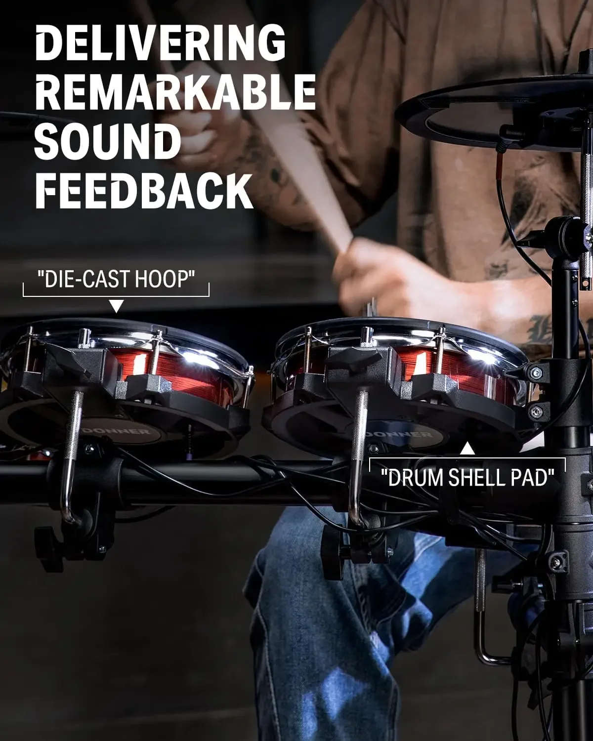 200 MAX Electronic Drum Set with Industry Standard Mesh Heads,450+ Authentic Sounds for Optimal Performance and Feel NEW