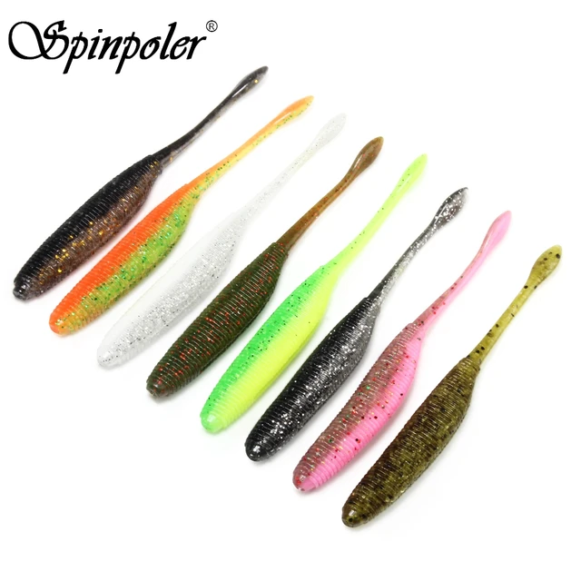 Spinpoler Soft Plastic Stick Bait Worm Bass Trout TPE/TPR Floating Silicone  Add Salt Double Tail Ned Rig Buzzbait Fishing Tackle - AliExpress