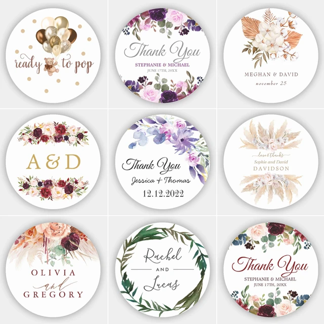 Wedding thank you stickers,Wedding Stickers,Custom Wedding labels,Floral wedding  stickers,personalized wedding labels - AliExpress