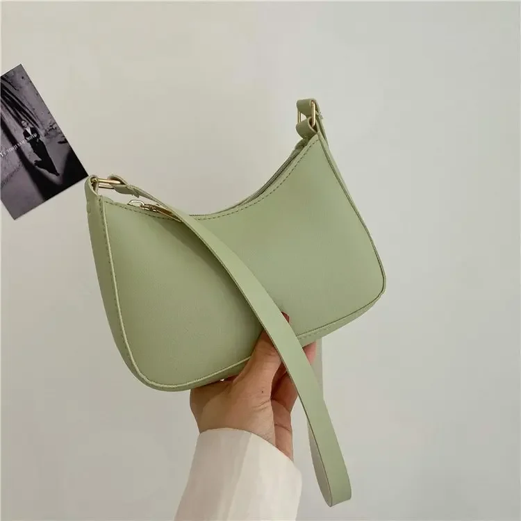 Fashion Handbag New Retro Solid Color PU Leather Shoulder Underarm Bag Women's Casual Hobos Purses and Handbags Ladies Hand Bags 8