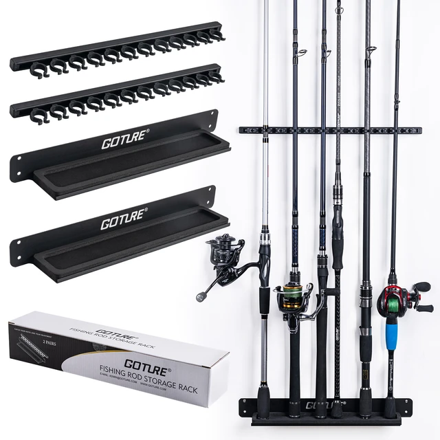 Goture 2pcs/Box Fishing Rod Holders 12-Rod Rack Vertical Wall Mounted  Fishing Rod Holder Fishing Pole Display Stand Fixed Frame - AliExpress