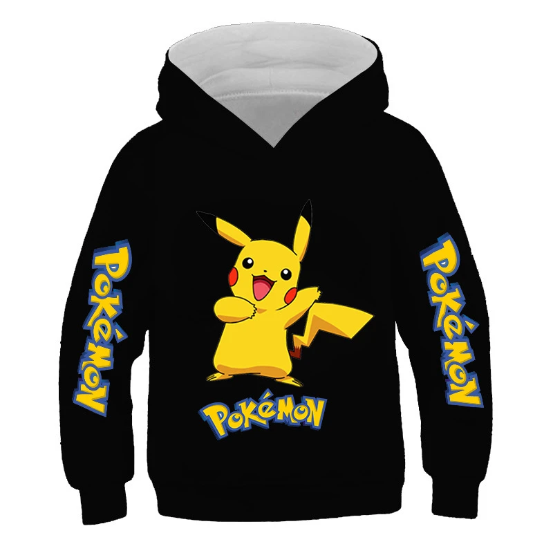 Sudadera con Pokémon para niños y niñas, suéter de manga larga con estampado de dibujos animados, de algodón, Anime japonés, Pikachu| con capucha y sudaderas| - AliExpress