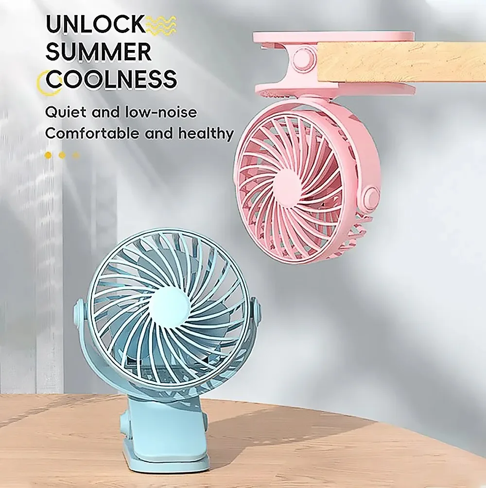 Rechargeable Fan 720° Rotating Hanging Clip Fan with Nightlight for Easy Portability Office Bedroom Dormitory Outdoor Small Fan 5