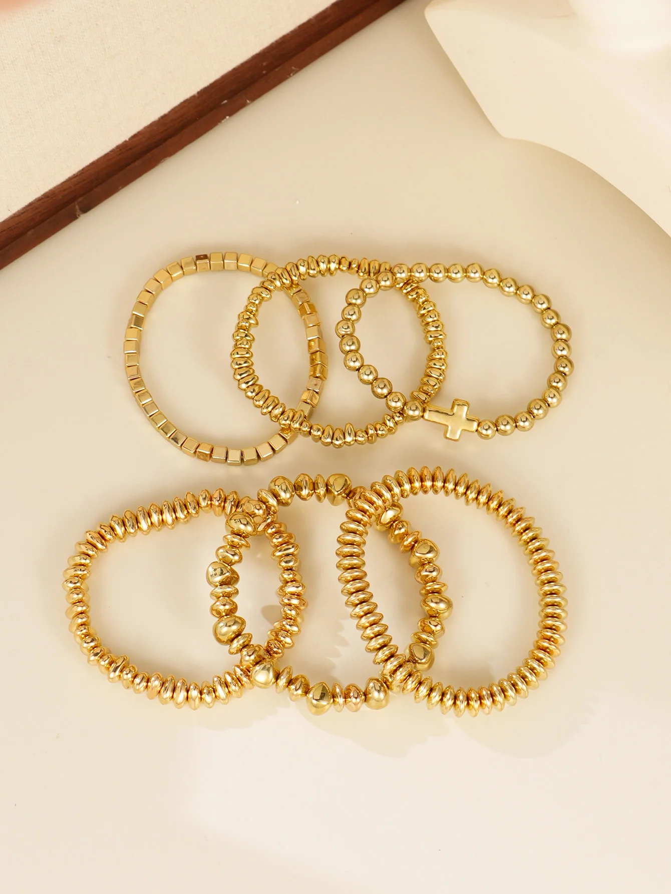 Bohemian Square Shaped CCB Bead Stacked Elastic Bracelet Women