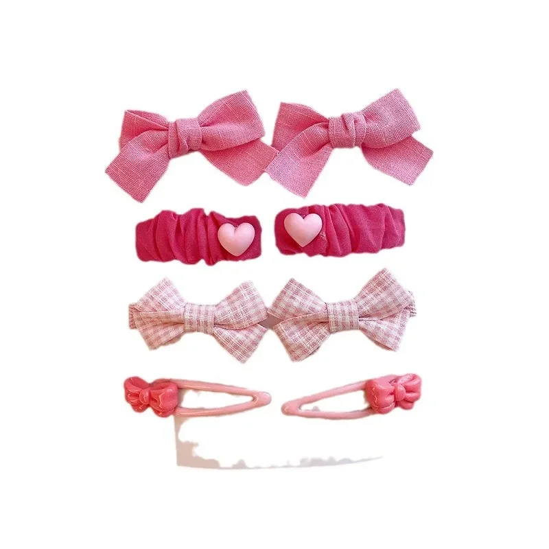 8pcs/set Baby Sweet Cute Pink Hair Clip for Kids Girls Aesthetic Floral Bow Chic Hair Pin for Toddler Lovely Hair Accessories