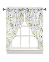 Floral Botanical Rod Pocket Kitchen Valance Curtains Yellow Floral Branch Scalloped Swag Curtains Living Room Bathroom Window 1