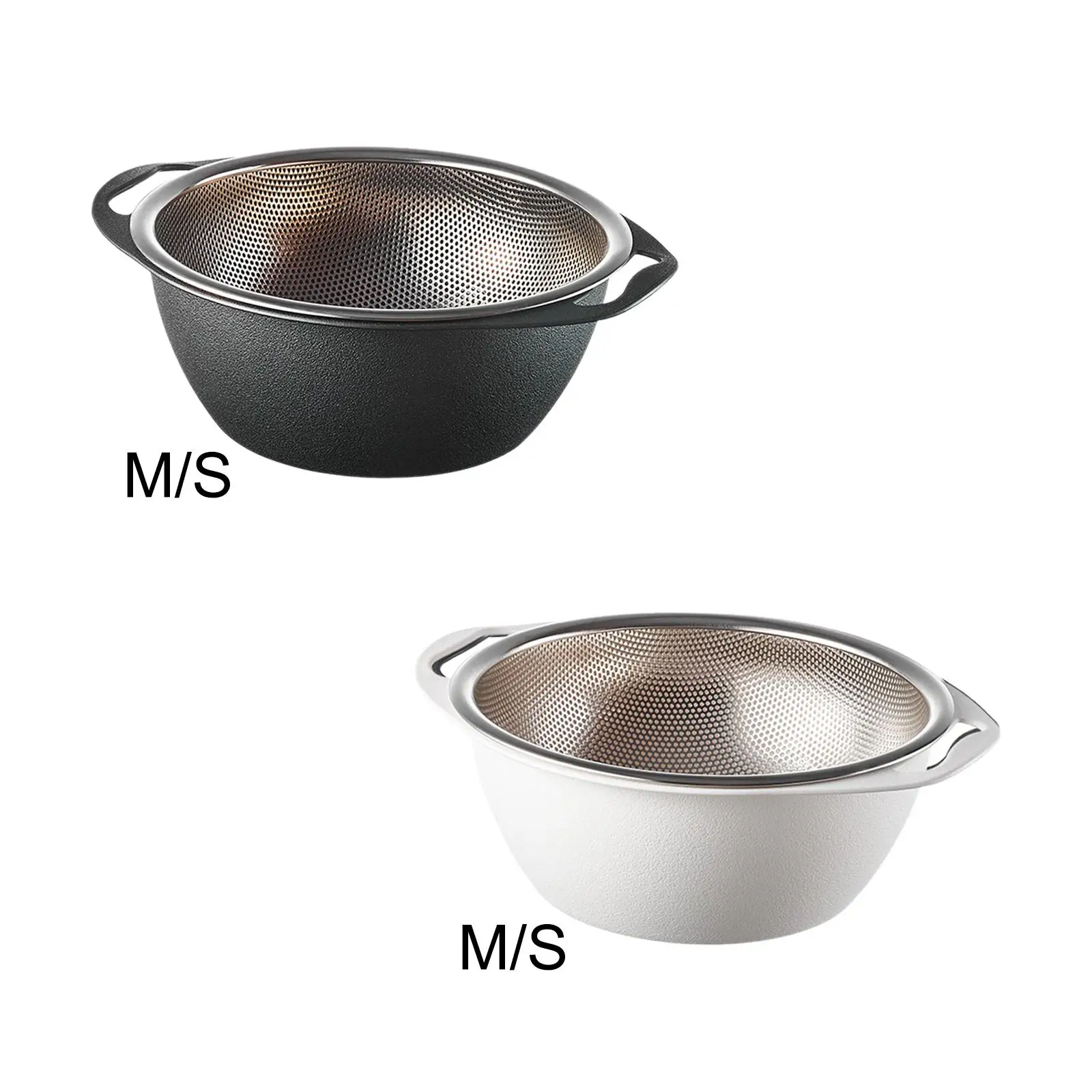 Stainless Steel Strainer Basket Portable Double Layer Rice Washing Sieve Container Washing Bowl Fine Mesh Basket for Wash Rice