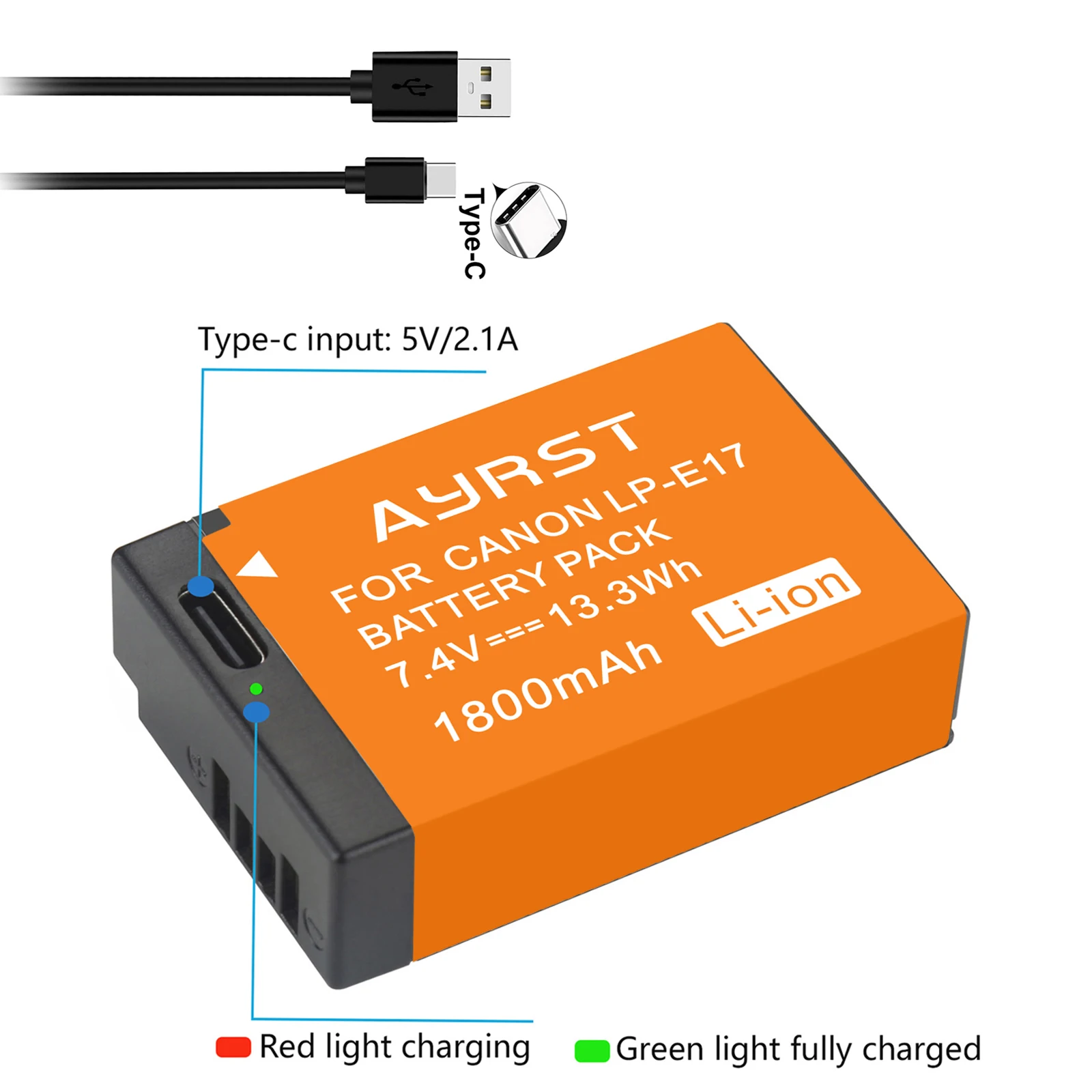 

1 Pc LPE17 LP E17 LP-E17 Battery with Type-C Input for Canon EOS RP 200 250D M3 M5 M6 750D 760D T6i T6s 800D 8000D 77D Kiss