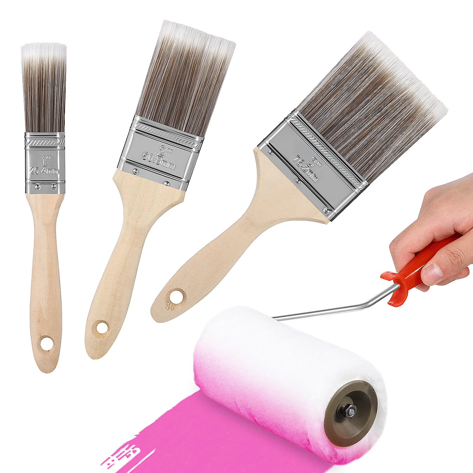 

Paint Brush Painting for Walls Watercolor Roller Tools Acrylic Oil Rollers Flat Brushes