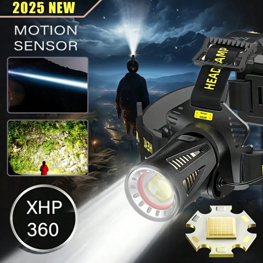 36-core Super Bright Headlight High Power XHP360 LED Headlamp Strong Light Head Lamp USB Rechargeable Zoomable Camping Fishing head flashlight cob headlamp