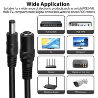 Uvusee CCTV 10 mètres 5M 15M 20 mètres 2.1x5.5mm Dc 12v câble d'extension d'alimentation pour caméras de sécurité Audio caméra Ip Dvr autonome 3