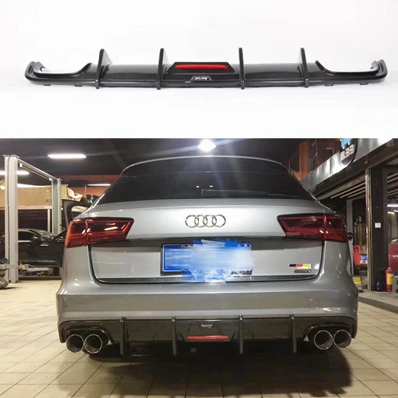 【新品】車用バンパーリップ リアディフューザー Audi A6 Standard 2019-2022 アップグレード S6 スタイル ブラッ