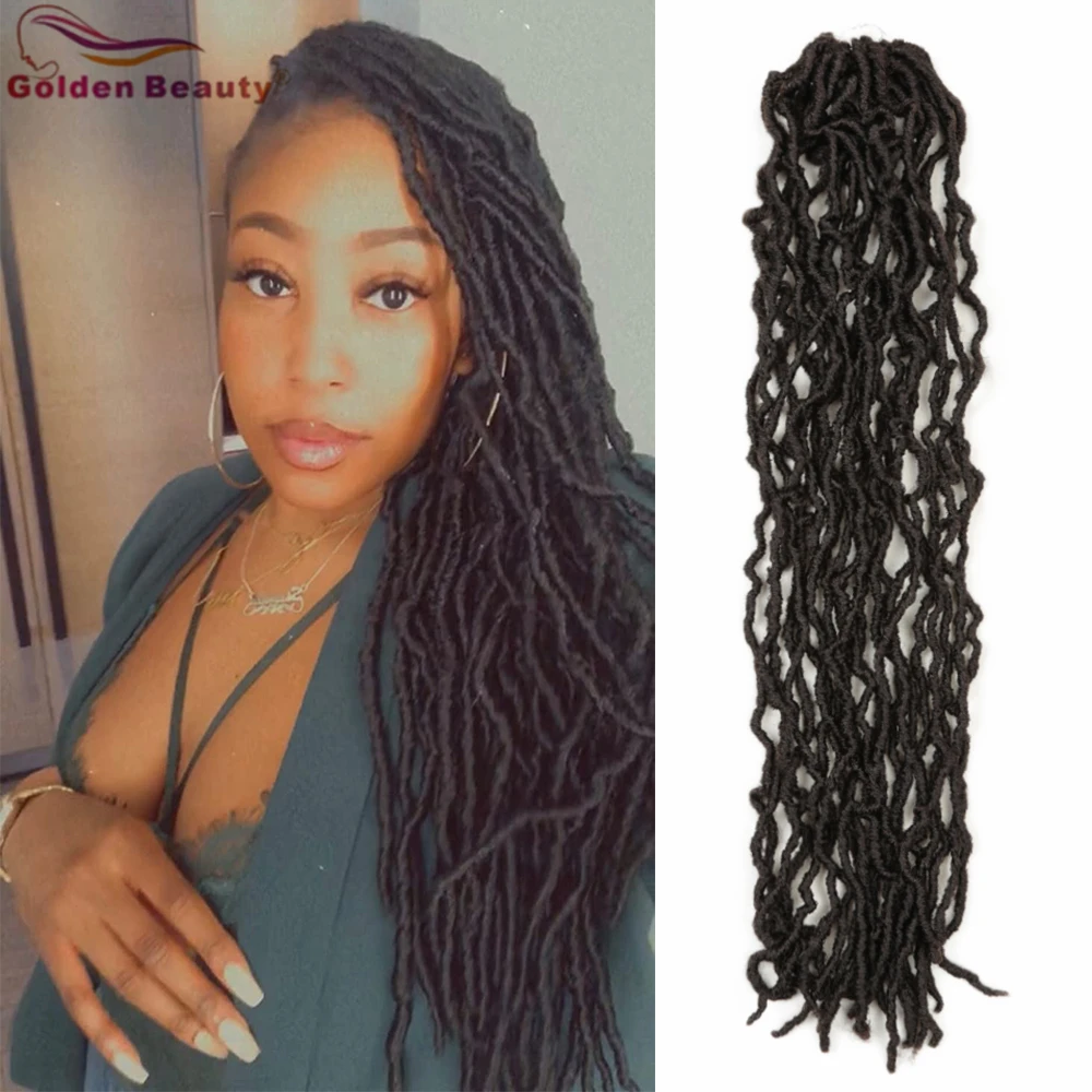 Golden Beauty Synthetic Hair Crocheted Braids 28Inch Dreadlocs High Temperature Fiber Long Curly Faux Locs