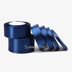 Elegant Satin Ribbon for Gift Wrapping and Craft Decoration - 25 Yards, Multiple Widths (Navy Blue)