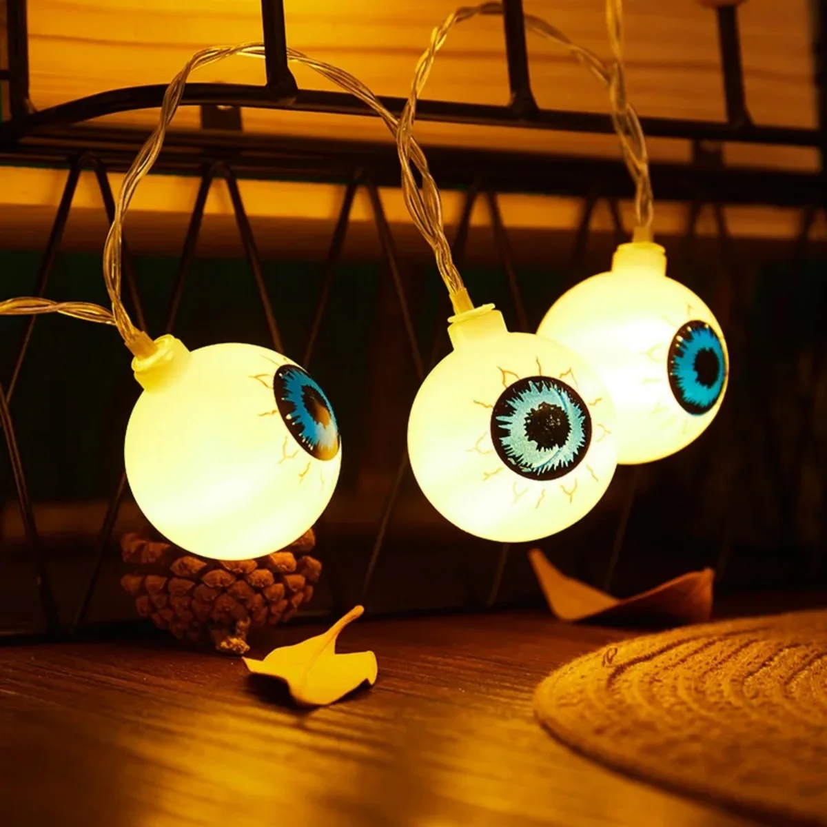 1PC 10/20/40 LED Halloween Eyeball String Lights Indoor Atmosphere Decorative Light Suitable For Halloween Party Home Decoartion