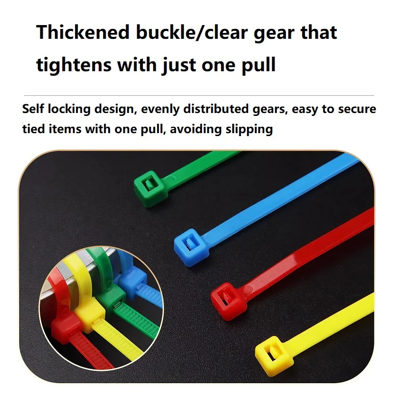 100-Piece Multicolor Self-Locking Nylon Cable Ties