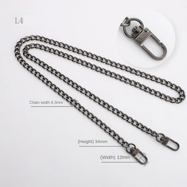 Multicolor Bag Chain Accessories Gold Women's Shoulder Bag Chain Metal Bag Chain Strap Crossbody Bag Parts Belt Chain for bags L04-Gun black