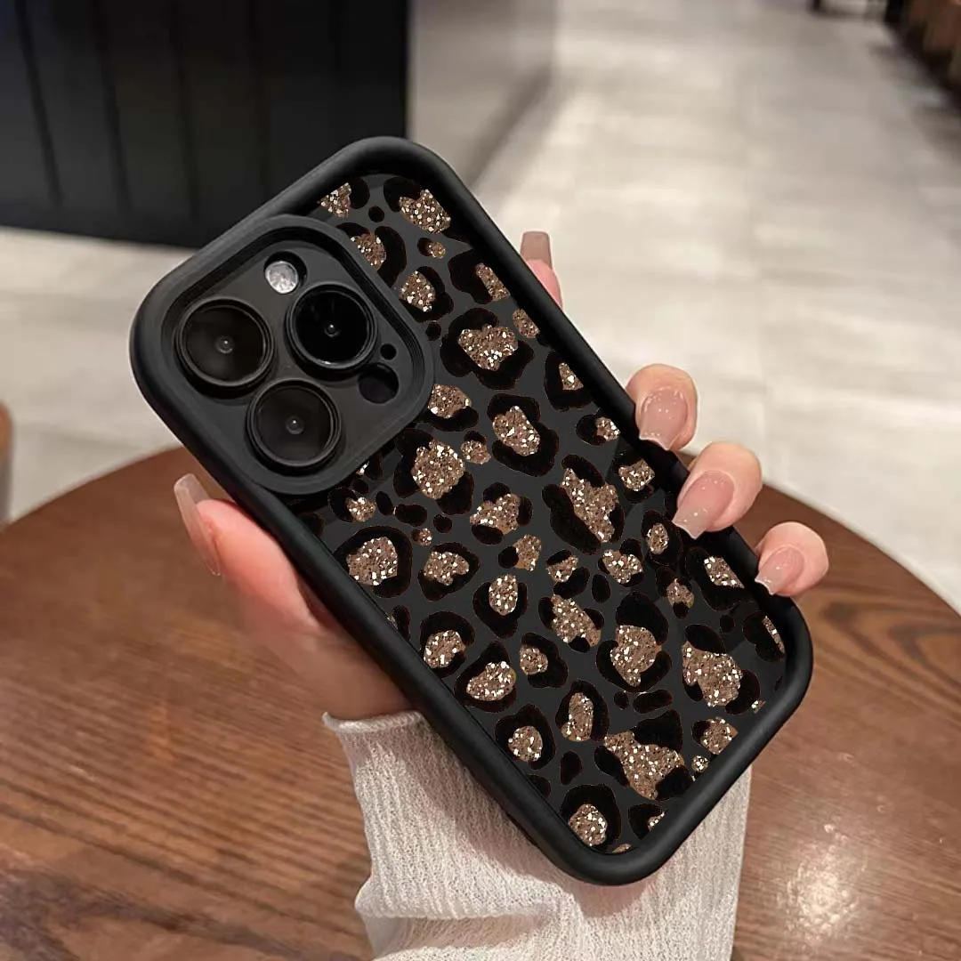 Luxury Glitter Golden Leopard Print Silicone Case