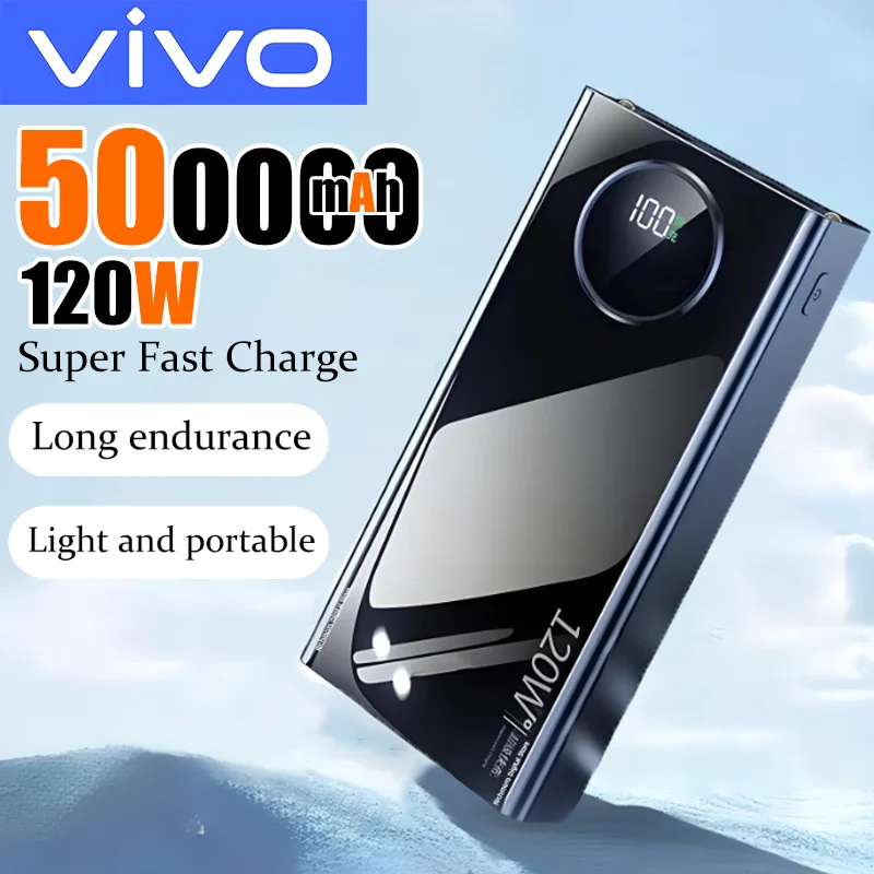 VIVO 500000mAh haute capacité 120W batterie externe charge rapide Powerbank chargeur de batterie Portable pour iPhone Huawei Samsung