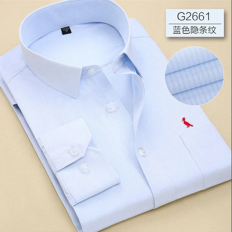 

New Stretch Anti-Wrinkle Cotton Men's PIus Shirts Long Sleeve Dress Shirts For Men Slim Fit Camisa Social Business Blouse Shirt